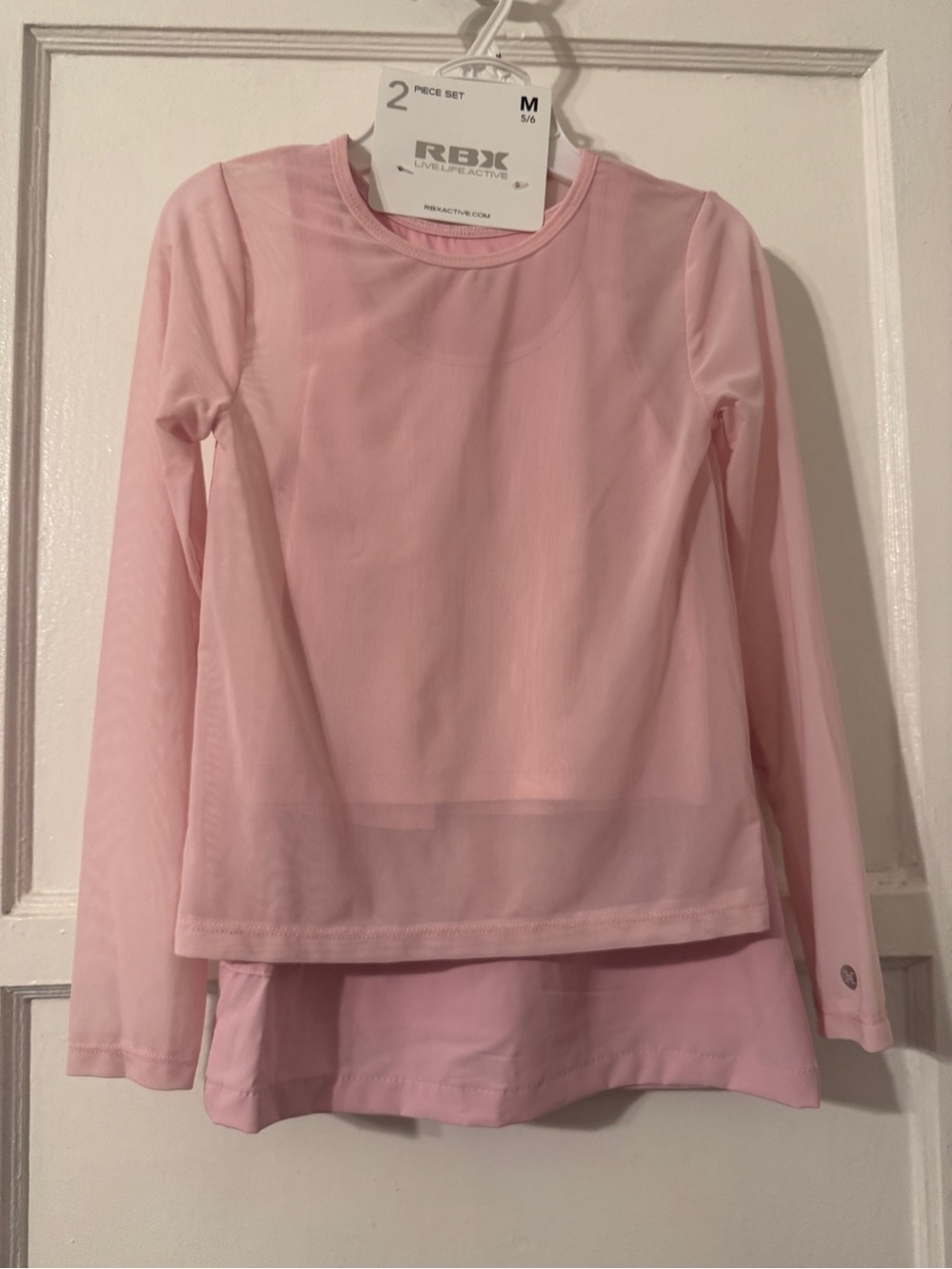 RBX Girls 2 Piece Set Athletic Top & Skirt Pink Medium